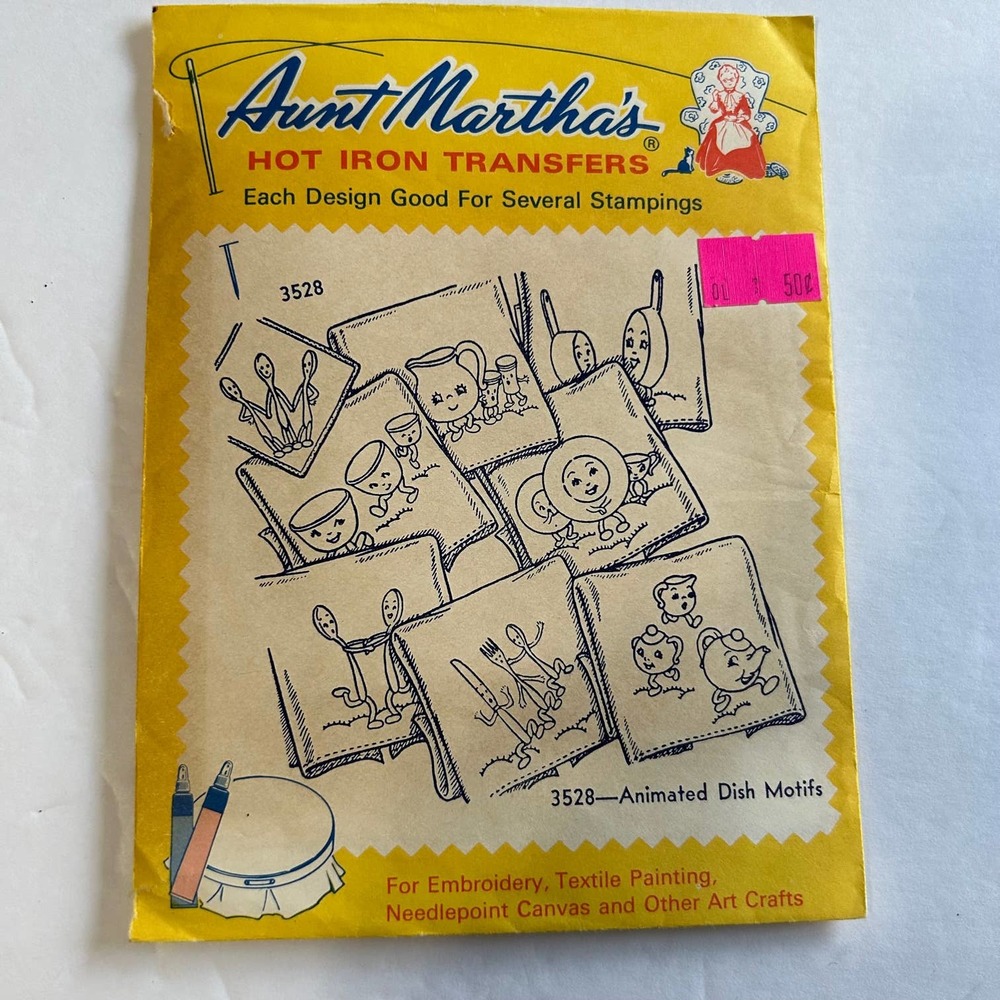 Vintage Aunt Martha's Dish‎ Motifs Hot Iron Transfers
